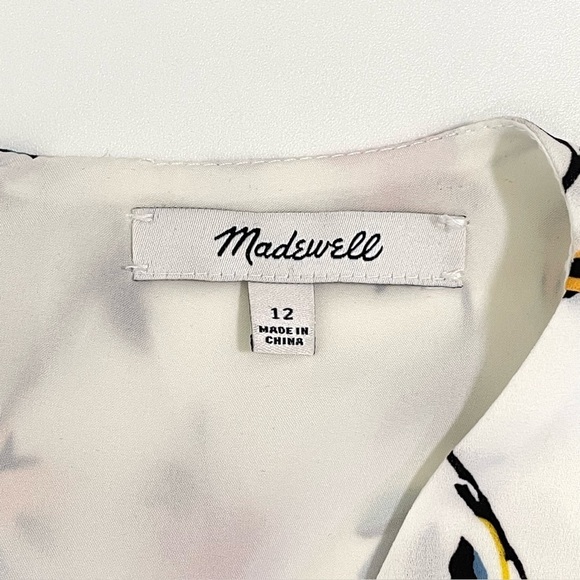 Madewell Tie Front Mini Dress Drifting Flowers Tossed Floral Antique Cream 12 - Picture 14 of 16